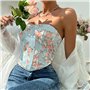 Сексуальний корсет-топ із квітами - блакитний 20468  фото - Luxbikini
