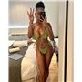 Стильний купальник-шторка на зав'язках оливковий 20415  фото - Luxbikini