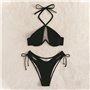 Роздільний купальник із кісточкою на зав'язках - чорний 20367  фото - Luxbikini