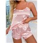 Атласна піжама з кокетливим принтом - рожевий (One size) 20286  фото - Luxbikini