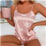 Атласна піжама з кокетливим принтом - рожевий (One size) 20286  фото - Luxbikini