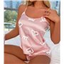 Атласна піжама з кокетливим принтом - рожевий (One size) 20286  фото - Luxbikini