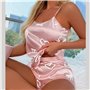 Атласна піжама з кокетливим принтом - рожевий (One size) 20286  фото - Luxbikini