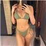Роздільний купальник-шторка на зав'язках - хакі 19873  фото - Luxbikini