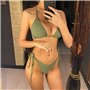 Роздільний купальник-шторка на зав'язках - хакі 19873  фото - Luxbikini