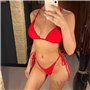 Роздільний купальник-шторка на зав'язках - червоний 19838  фото - Luxbikini