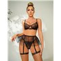 Спокусливий комплект з поясом-спідницею та пажами - чорний 16557  фото - Luxbikini