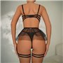 Спокусливий комплект з поясом-спідницею та пажами - чорний 16557  фото - Luxbikini
