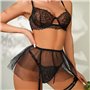 Спокусливий комплект з поясом-спідницею та пажами - чорний 16557  фото - Luxbikini