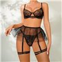 Спокусливий комплект з поясом-спідницею та пажами - чорний 16557  фото - Luxbikini