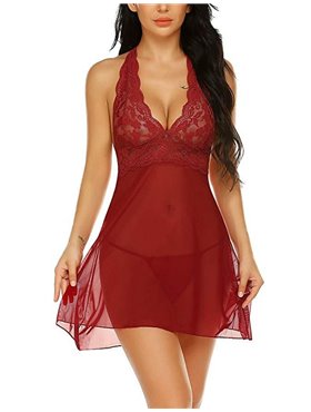 Спокусливий напівпрозорий пеньюар-нічнушка - бордовий (One size) 16277  фото - Luxbikini