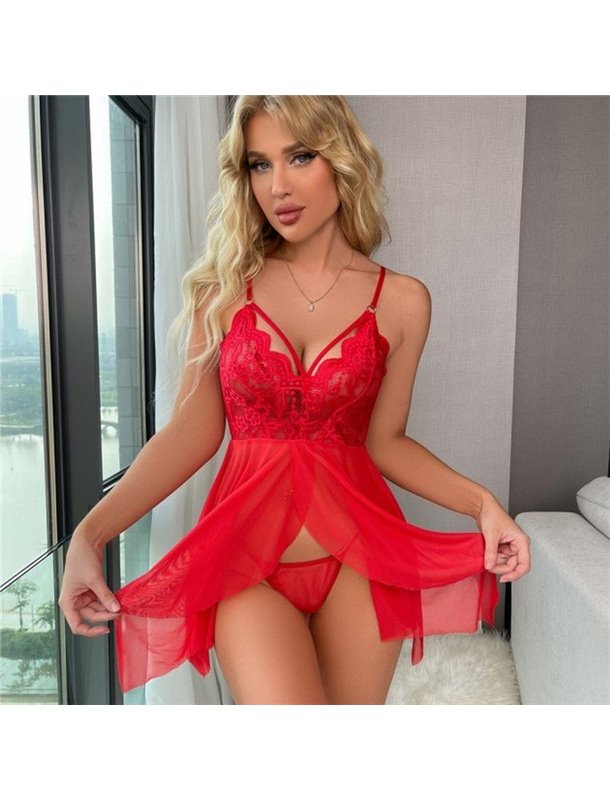 Сексуальний пеньюар-розлітайка зі стрепами – червоний 15691 фото - Luxbikini
