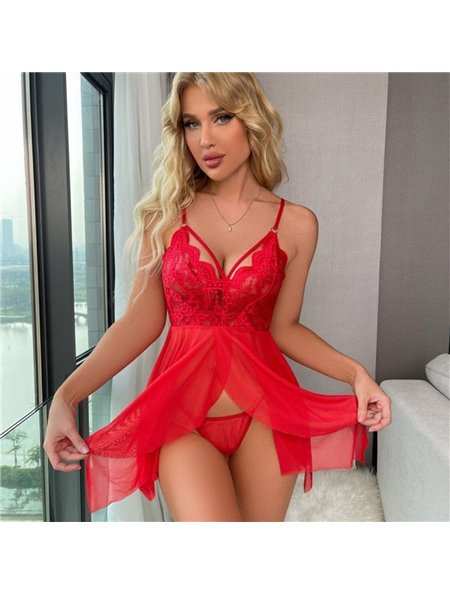 Сексуальний пеньюар-розлітайка зі стрепами – червоний 15691  фото - Luxbikini