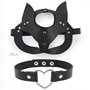 Комплект маска жінки кішки та чокер з еко-шкіри (2PCS) - чорний 14445  фото - Luxbikini