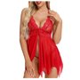 Спокусливий пеньюар з асиметричним подолом - червоний 13642  фото - Luxbikini