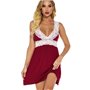 Спокуслива нічнушка з білим мереживом - бордовий 13007  фото - Luxbikini