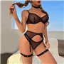 Спокусливий прозорий комплект з поясом та чокером - чорний 11671  фото - Luxbikini