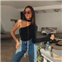 Ефектний облягаючий боді на одне плече – чорний 10153  фото - Luxbikini
