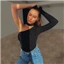 Ефектний облягаючий боді на одне плече – чорний 10153  фото - Luxbikini