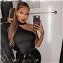 Ефектний облягаючий боді на одне плече – чорний 10153  фото - Luxbikini