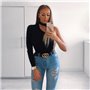 Ефектний облягаючий боді на одне плече – чорний 10153  фото - Luxbikini