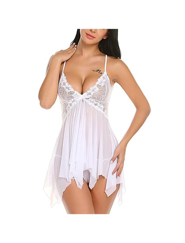 Спокусливий пеньюар-розлітайка - білий 8702  фото - Luxbikini