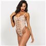Напівпрозорий боді з вишивкою та шнурівкою - бежевий 8503  фото - Luxbikini