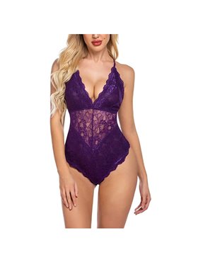 Боді з глибоким декольте та відкритою спиною - фіолетовий 8002  фото - Luxbikini