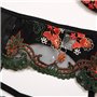 Спокусливий напівпрозорий комплект з поясом та вишивкою - чорний 7500  фото - Luxbikini
