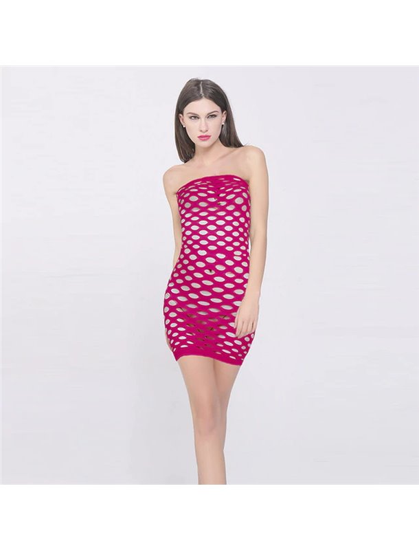 Еротичний бодістокінг сукня-сітка - фуксія 4832  фото - Luxbikini