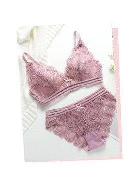 Ніжний мереживний однотонний комплект - лавандовий 3043  фото - Luxbikini