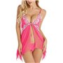 Спокусливий пеньюар із застібкою спереду - малиновий 2919  фото - Luxbikini