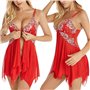 Спокусливий пеньюар із застібкою спереду - червоний 1381  фото - Luxbikini