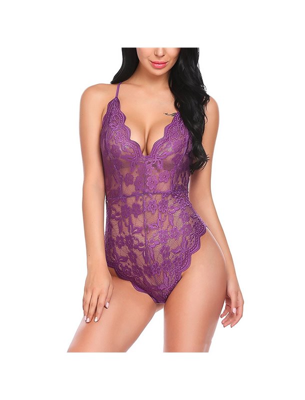 Спокусливий боді з V-подібним вирізом - бузковий 634 фото - Luxbikini
