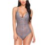 Спокусливий боді з V-подібним вирізом - сірий 587  фото - Luxbikini
