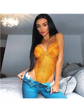 Пікантний яскравий боді - гірчичний 508  фото - Luxbikini
