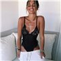 Спокусливе мереживне боді в смужку - чорне 306  фото - Luxbikini