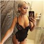 Спокусливе мереживне боді в смужку - чорне 306  фото - Luxbikini
