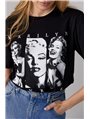 Трикотажна футболка з принтом Marilyn Monroe - чорний цвет, XL (є розміри)