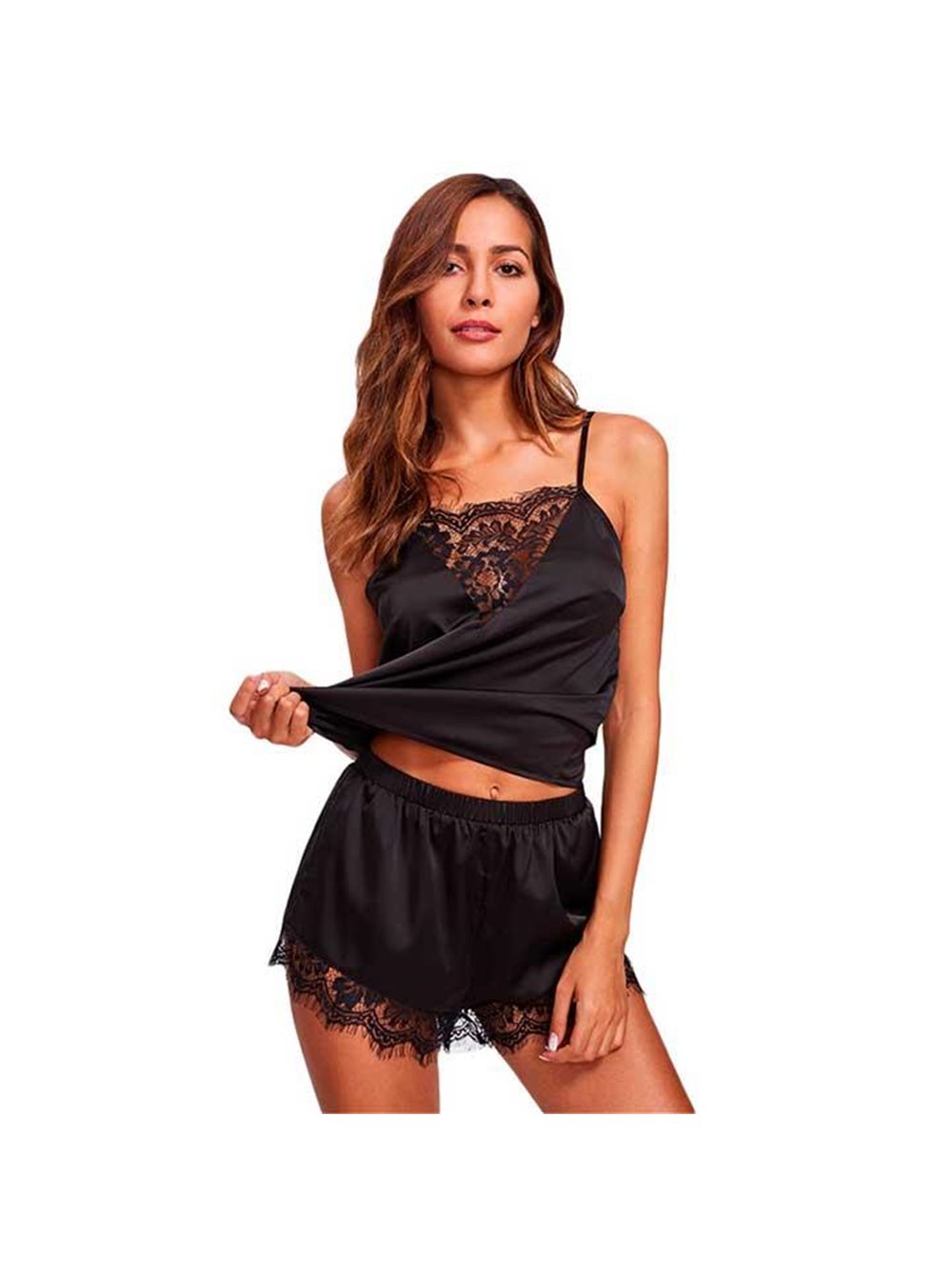 Еротичний комплект lovely whole sale топ і шорти - Чорний - S/M - Еротична білизна