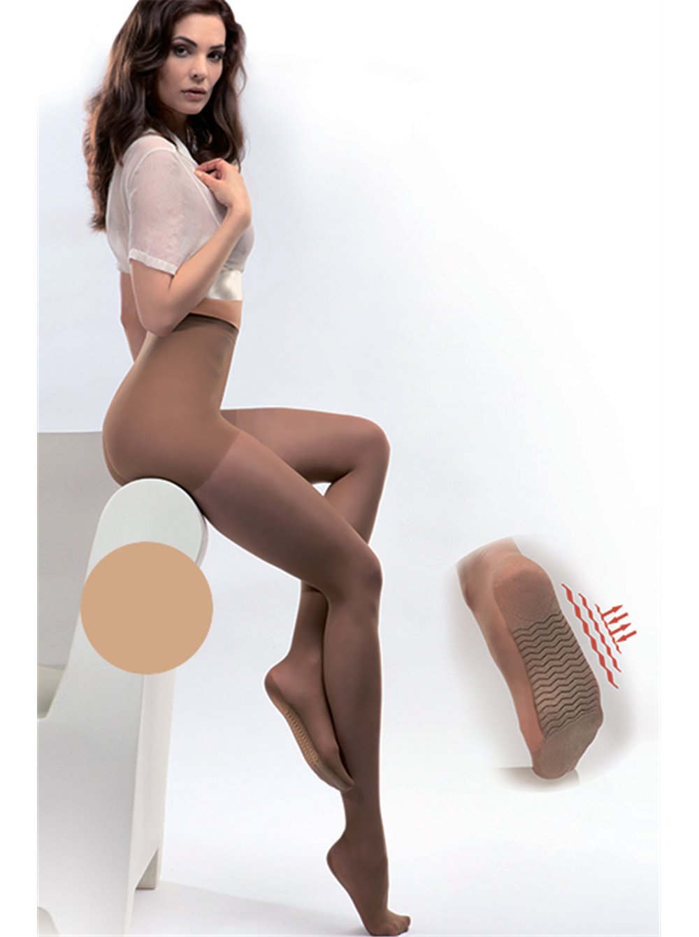 Колготки Gabriella Medica Massage 40 den противарикозні з ущільненими шортиками та профілактичним масажем ступні