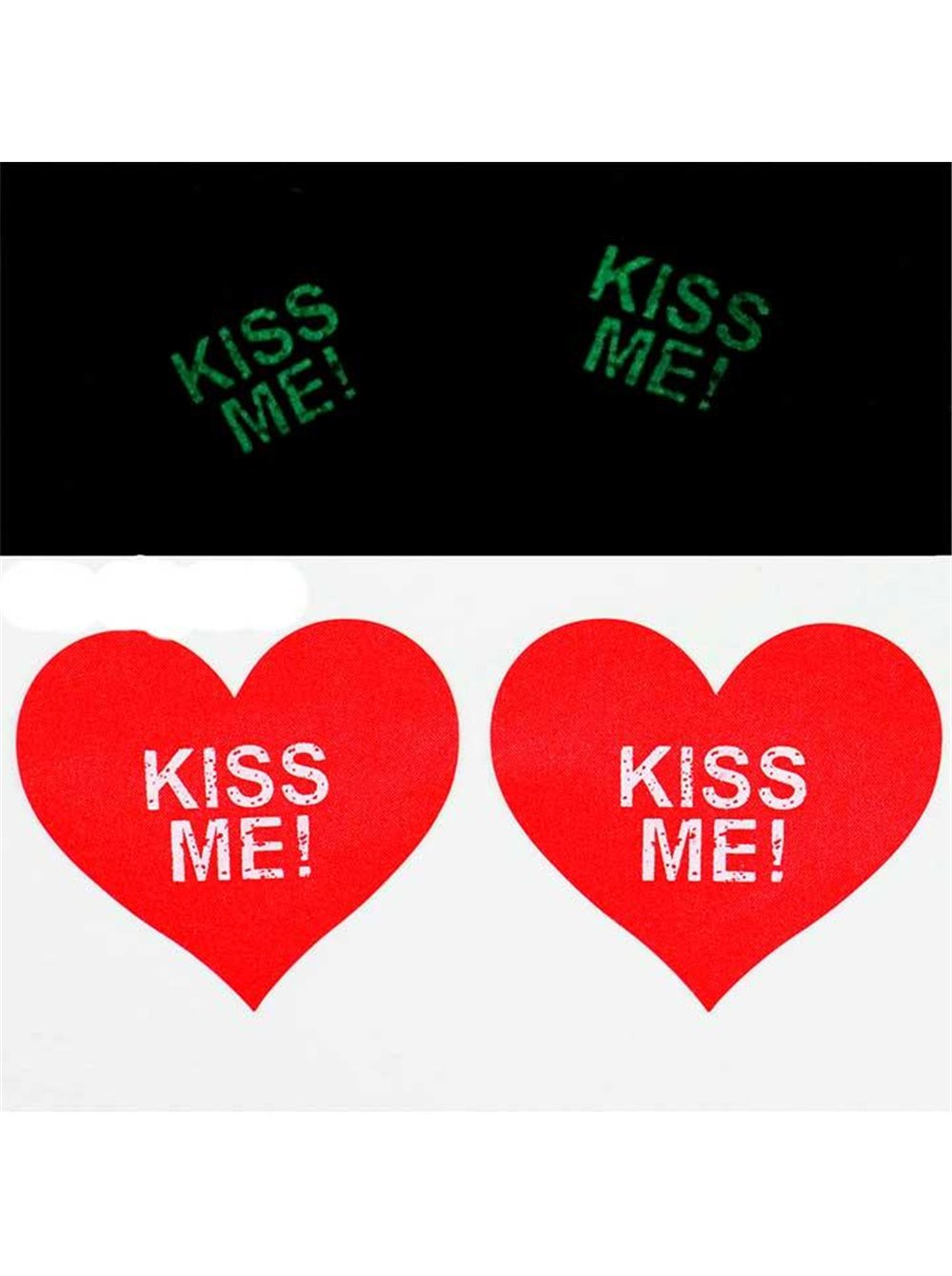 Вінілові наклейки на соски, що світяться, "Kiss Me!" - Садо-мазо