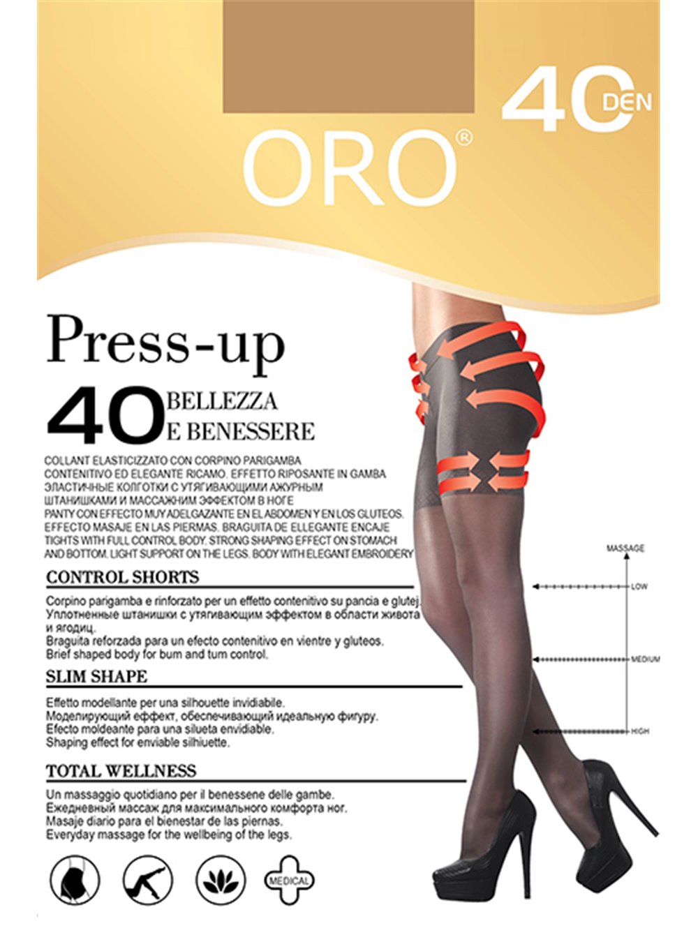 Колготки ORO Press-Up 40 den з стягуючими шортиками і профілактичним масажем