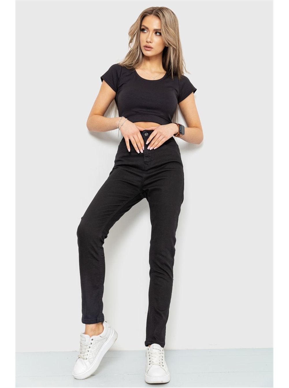 Джинси жіночі skinny, колір чорний, 186R0028
