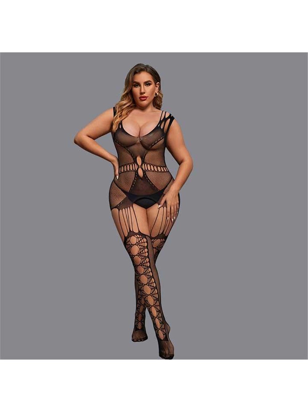 Сексуальний бодистокінг з імітацією панчох L-XXL- Еротична білизна