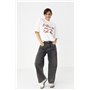 Трикотажна футболка oversize з написом - білий цвет, ONE SIZE (є розміри)