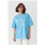Трикотажна футболка oversize з написом - білий цвет, ONE SIZE (є розміри)