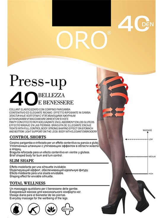 Колготки ORO Press-Up 40 den з стягуючими шортиками і профілактичним масажем