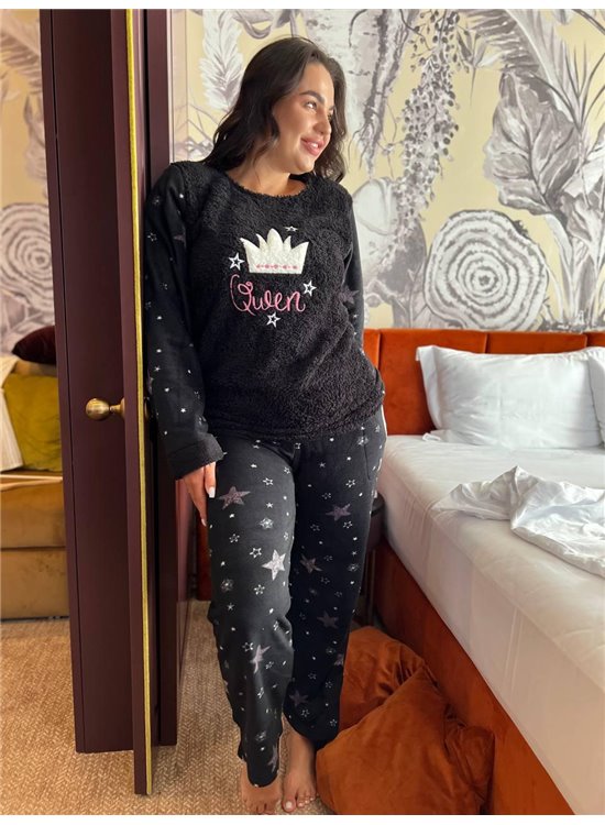 Піжама PLUS SIZE DO2196 (Чорна корона)