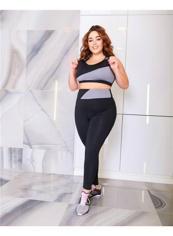 Жіночий спортивний костюм plus size FS1659 Чорний